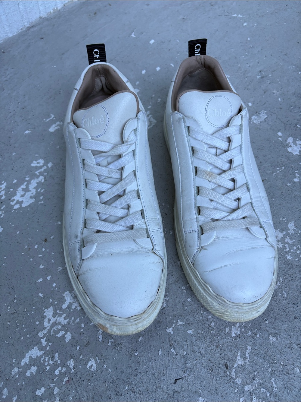 Chloe Lauren scalloped edge leather sneakers